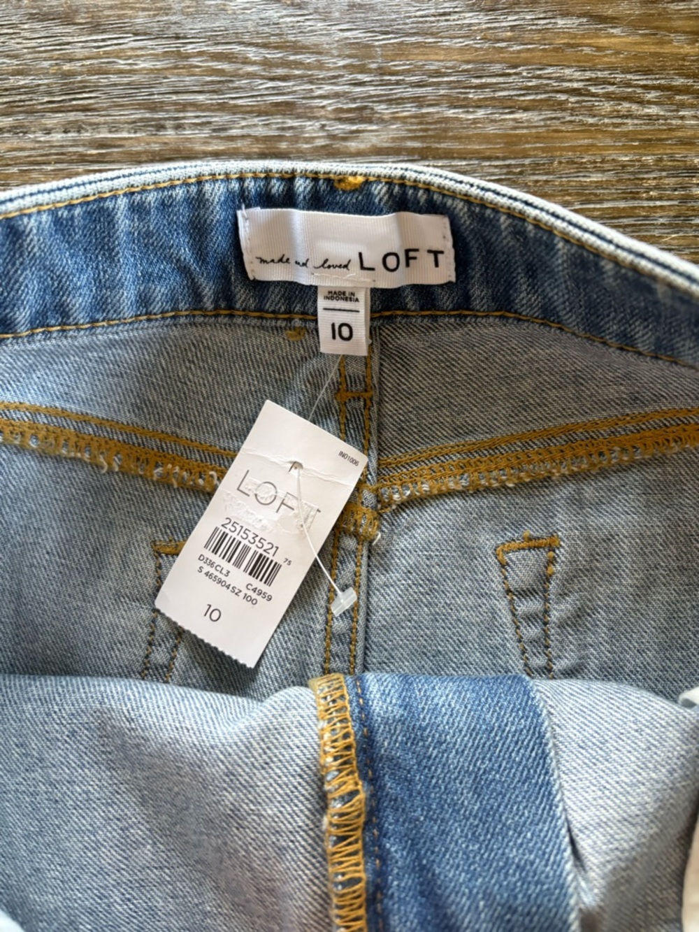 LOFT Blue Denim Frayed-Hem Mini Skirt - Picture 2 of 5